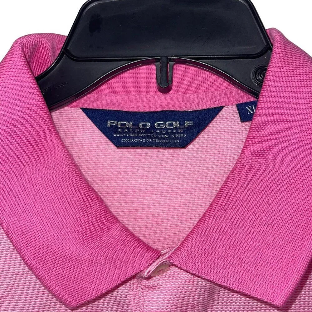 Ralph Lauren Mens Polo Shirt Size XL Pink Short Sleeve Golf Pure Cotton Peru